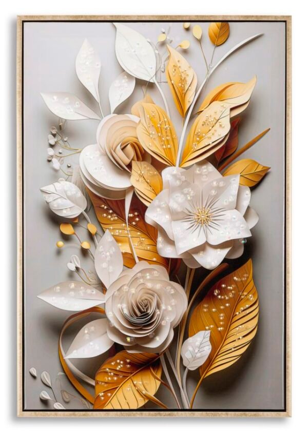 PINTURA SOBRE TELA FLORA LACADA COM MOLDURA 42X3,5X62 CM