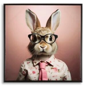 PINTURA SOBRE TELA COELHO LACADO COM MOLDURA 62,5X2,8X62,5 CM