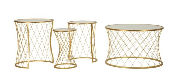 CONJUNTO DE MESAS NOAH OURO 4 PCS CM Ø 70X45-47X54,5-36x50-28x45