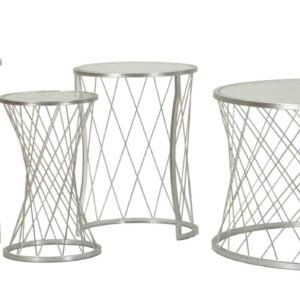 JOGO DE MESAS NOAH PRATA 4 PCS CM Ø 70X45-47X54,5-36x50-28x45