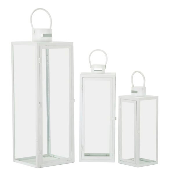 CONJUNTO LANTERNAS BRANCAS 3 PCS CM 22X22X66-18X18X49,5-14X14X39