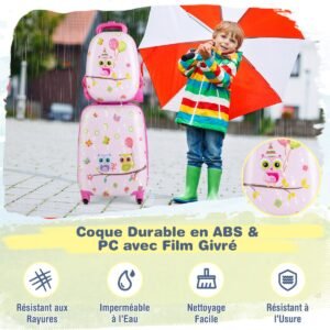 Mala rígida com rodinhas, rodas giratórias e alça retrátil - Amarela