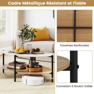 Mesa de console de entrada com estrutura de metal e tampo de mármore falso