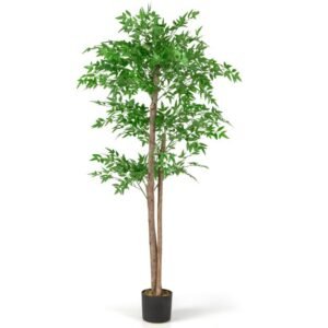 Planta artificial de 115 cm com vaso e 3 bolas, árvore artificial, planta decorativa artificial, plantas verdes