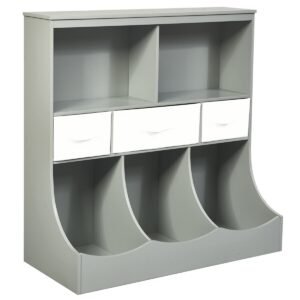 Organizador de armazenamento combinado Kids Cubby Bin de 3 camadas para quarto infantil - Branco