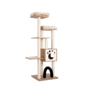 Árvore para gatos de 175 cm e 6 andares com condomínio removível e almofada, torre grande para brincar com postes de sisal, cinza