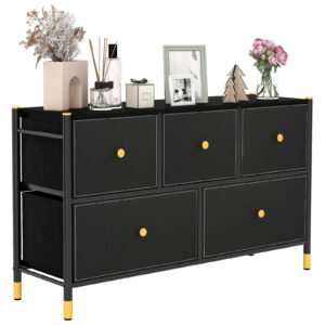 Organizador de armazenamento de cômoda de chão com 5/6/8 gavetas com compartimentos de tecido e estrutura de metal - 6 gavetas