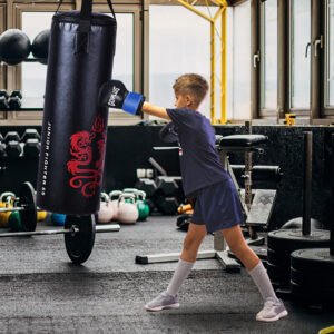 Bola de boxe com suporte, altura ajustável em 4 direções, bola de boxe em pé com suporte preenchível, preta