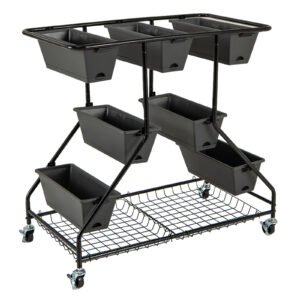 Canteiro elevado 3 em 1 com cobertura para estufa e treliça - cinza