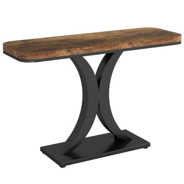 Tribesigns mesa consola de 40 polegadas com base geométrica, castanho rústico e preto