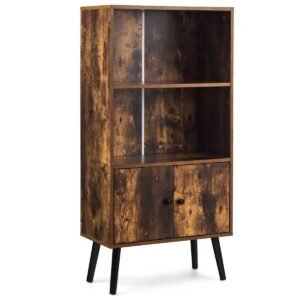 Cômoda vertical com tampo de madeira e 5 gavetas - Cinza