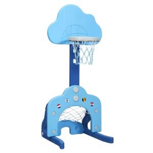 Conjunto de cesta de basquete infantil 3 em 1 com bolas - branco