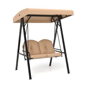 Banco de pátio de 50,5 polegadas com braços curvos para 2 a 3 pessoas - preto