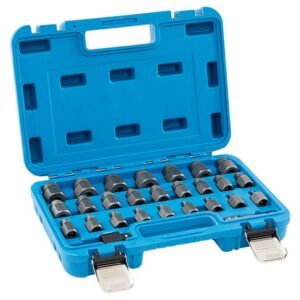 Conjunto extrator de parafusos de 27 peças com caixa conjunto extrator profissional canhoto conjunto extrator de parafusos laranja
