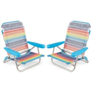 Pacote com 2 cadeiras de praia dobráveis ​​com apoios de braços e alça de transporte - Colorido - M
