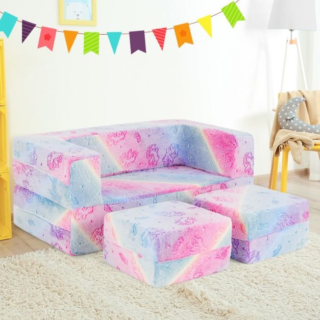 Sofá de brincar para crianças com capa lavável à máquina e enchimento de espuma de alta densidade - cinza - Image 2