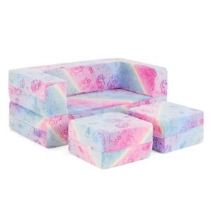 Sofá de brincar para crianças com capa lavável à máquina e enchimento de espuma de alta densidade - cinza