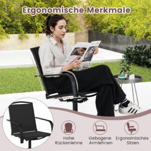 Conjunto de 2 cadeiras giratórias para área externa com encosto alto e assento respirável - cinza