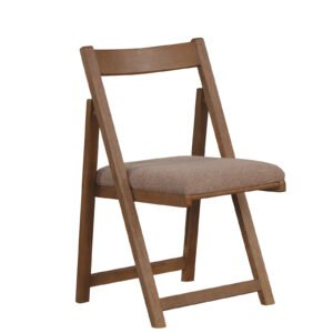 Conjunto de 2 cadeiras dobráveis ​​de madeira com almofada, cadeiras de jantar empilháveis ​​sem braços, estofadas, bege