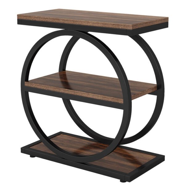 Tribesigns mesa lateral, estilo industrial, para sofá, com estrutura metálica redonda, castanha