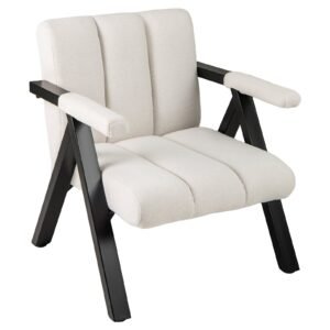 Cadeira de lazer moderna, cadeira de destaque estofada em veludo, branca