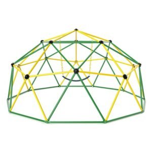 Domo de escalada infantil de 10 pés com balanço para academia de selva ao ar livre - Amarelo