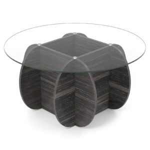 Mesa de centro oval com 2 níveis e prateleira de armazenamento - cinza