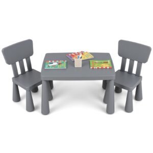 Conjunto de mesa infantil de 3 peças com 2 cadeiras para leitura - rosa