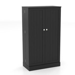 Carrinho de ilha de cozinha de bambu com gaveta e 3 prateleiras abertas, mesa de jantar móvel natural