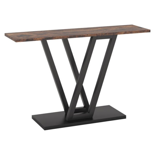Tribesigns mesa consola estilo industrial de 43 polegadas, castanho rústico e preto