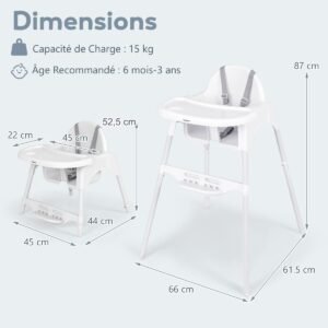 Cadeira alta conversível 16 em 1 para bebês com bandeja removível e cinto de segurança de 5 pontos - cinza