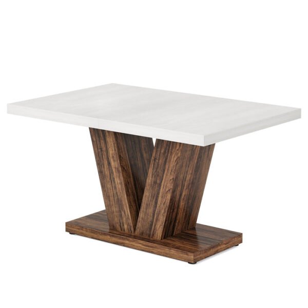 Tribesigns mesa de jantar de 47 polegadas de madeira estilo fazenda, branco e castanho