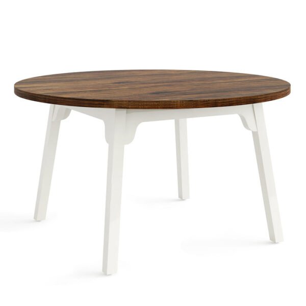 Tribesigns mesa de jantar redonda de 119 cm, para 4 a 6 pessoas, branco e castanho