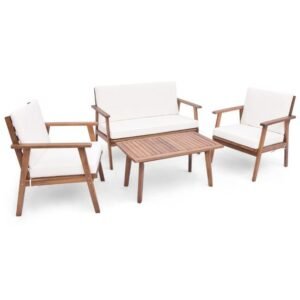 Mesa lateral de madeira de 2 andares com tampo de ripas