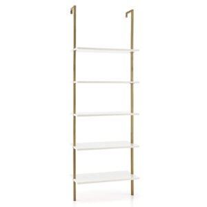 Armário para joias giratório 360 graus com espelho de corpo inteiro e cabideiro - branco