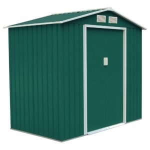 Galpão de armazenamento para jardim externo de 7' x 4', casa de ferramentas com porta deslizante - cinza