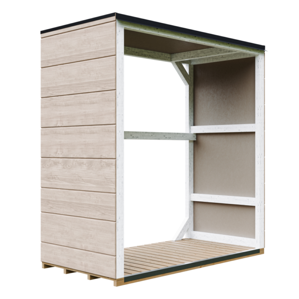 Compartimento para lenha com painel Smartside, pintura TERRA_BROWN