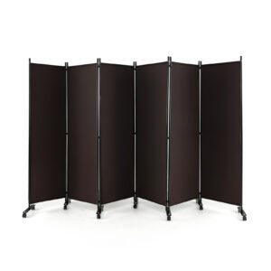 Divisória de ambiente com 6 painéis e 6 pés de altura sobre rodas - cinza
