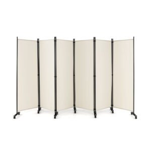 Divisória de ambiente dobrável de 6 painéis de 6,2 pés para escritório doméstico e sala de estar - preta