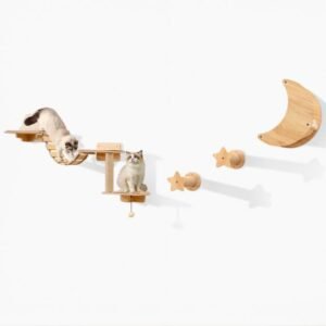 Torre para gatinhos com cama de pelúcia, arranhadores de sisal, plataforma de salto, pequena árvore para gatos de interior, branca