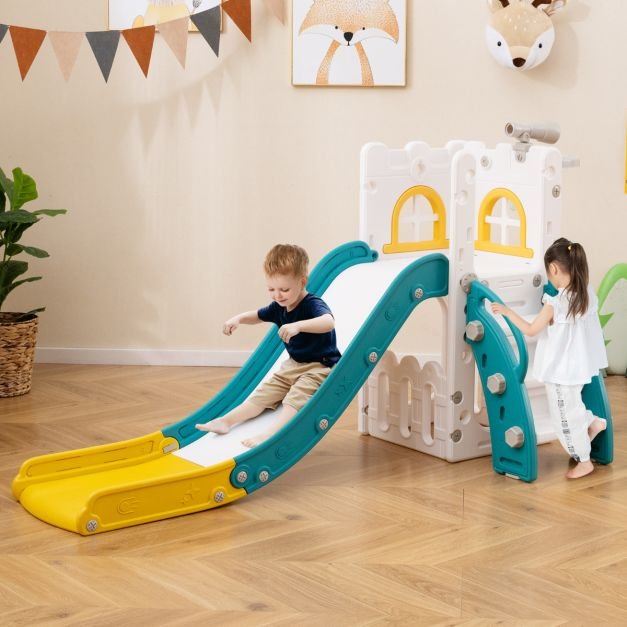 Conjunto de escorregador e escalada para playground interno para crianças - rosa e cinza - Image 2