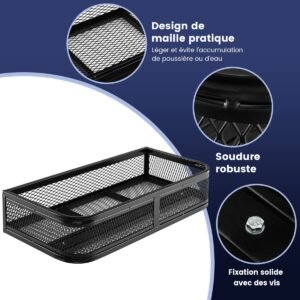 Cesta de carga para ATV/UTV, rack traseiro universal com design de malha, cesta de armazenamento traseira 104 x 67 x 31,5 cm