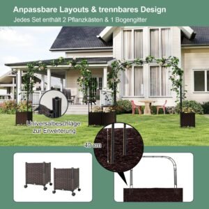 2 arcos semicirculares de jardim de metal arcos de meio arco 150 x 39 x 250 cm preto