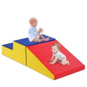 Conjunto de 2 peças de espuma macia para crianças pequenas, escorregador e brinquedo de atividade para escalada, branco