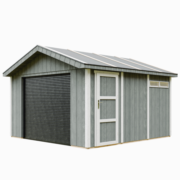 Garagem com painéis Smartside, pintura CAVERN_STEEL