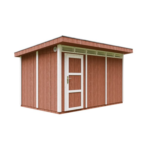 Casa com painéis inteligentes, pintura REDWOOD_RED