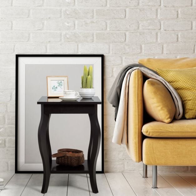 Conjunto de 2 mesas laterais, mesa de cabeceira com prateleira - marrom - Image 2