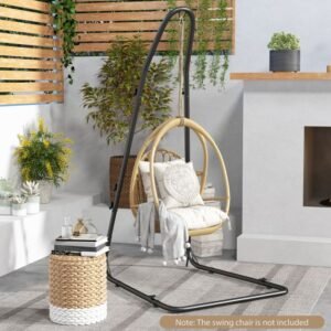 Suporte de cadeira suspenso de metal resistente com corrente suspensa - preto