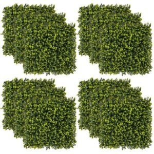 12 peças de painéis de parede de grama artificial de 20 x 20 polegadas para varanda de jardim - verde