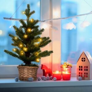 Árvore de Natal artificial de 120 cm em vaso com iluminação e temporizador Árvore de Natal em vaso